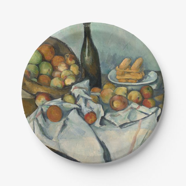 Paul Cezanne Basket of Apples Vintage Still Life Paper Plate (Front)
