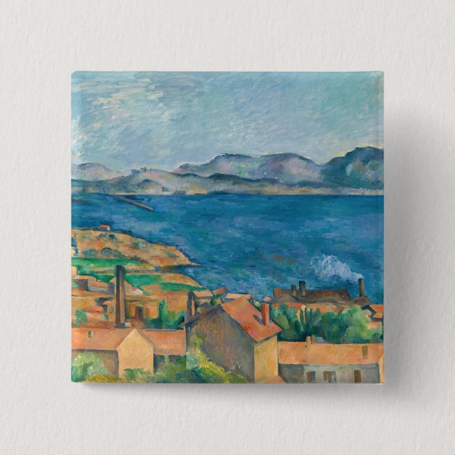 Paul Cezanne - Bay of Marseille, Seen from Estaque 15 Cm Square Badge (Front)