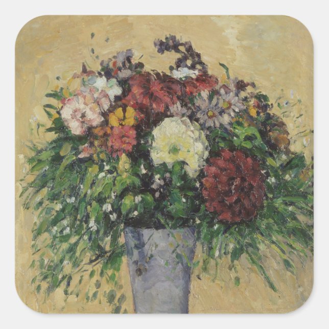 Paul Cezanne | Bouquet of Flowers in a Vase, c.187 Square Sticker (Front)