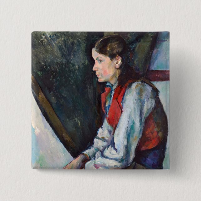 Paul Cezanne - Boy in the Red Vest 15 Cm Square Badge (Front)