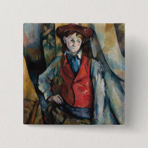 Paul Cezanne - Boy in the Red Vest 15 Cm Square Badge