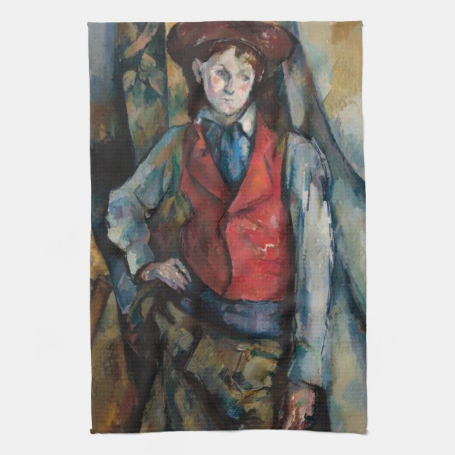 Paul Cezanne - Boy in the Red Vest Tea Towel (Vertical)