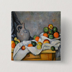 Paul Cezanne - Curtain, Jug and Fruit Bowl 15 Cm Square Badge