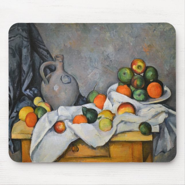 Paul Cezanne - Curtain, Jug and Fruit Bowl Mouse Mat (Front)