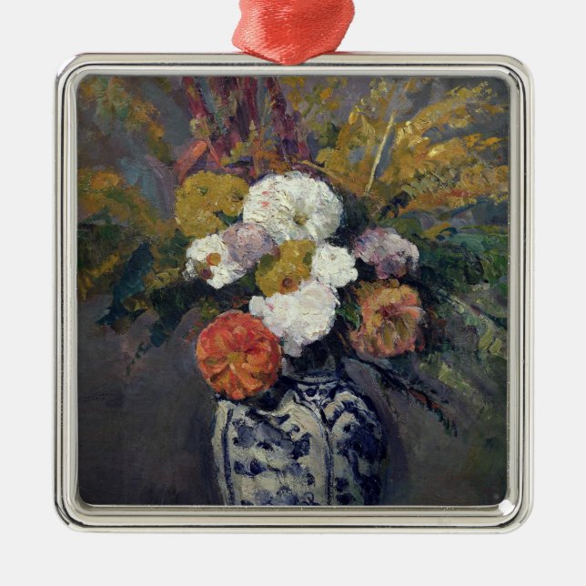Paul Cezanne | Dahlias, c.1873 Metal Tree Decoration (Front)