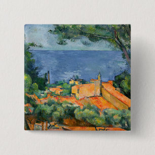 Paul Cezanne - Estaque with Red Roofs 15 Cm Square Badge