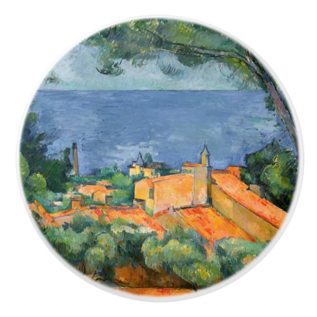 Paul Cezanne - Estaque with Red Roofs Ceramic Knob (Front)