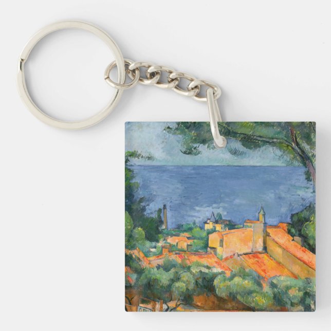 Paul Cezanne - Estaque with Red Roofs Key Ring (Front)