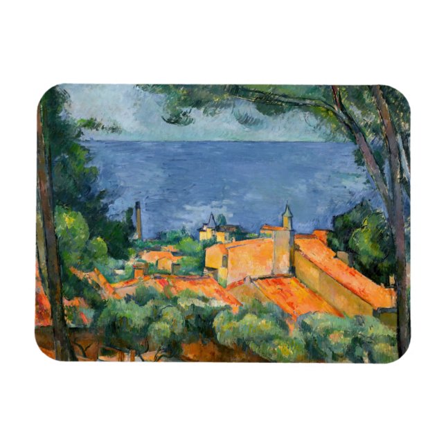 Paul Cezanne - Estaque with Red Roofs Magnet (Horizontal)