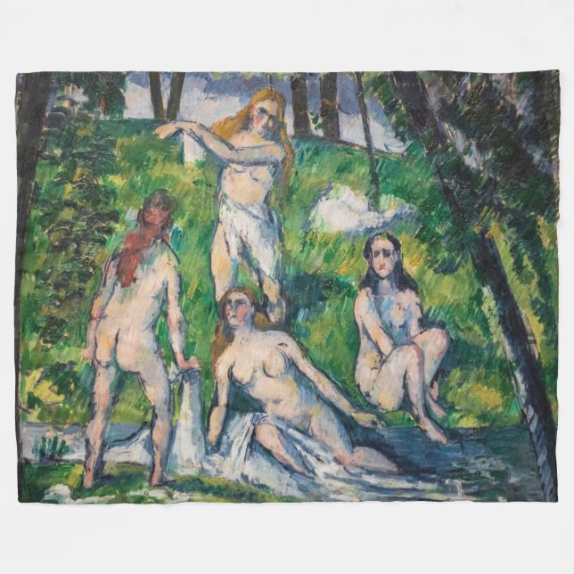 Paul Cezanne - Four Bathers Fleece Blanket (Front (Horizontal))