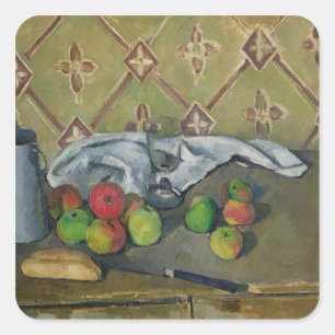 Paul Cezanne   Fruit, Serviette and Milk Jug, c.18 Square Sticker