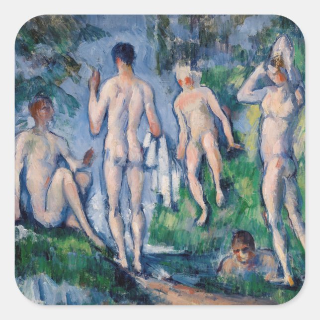 Paul Cezanne - Group of Bathers Square Sticker (Front)