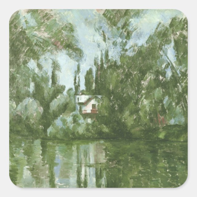 Paul Cezanne | House on the Banks of the Marne, 18 Square Sticker (Front)
