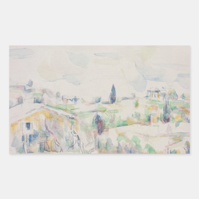 Paul Cezanne - Landscape in Provence Rectangular Sticker (Front)