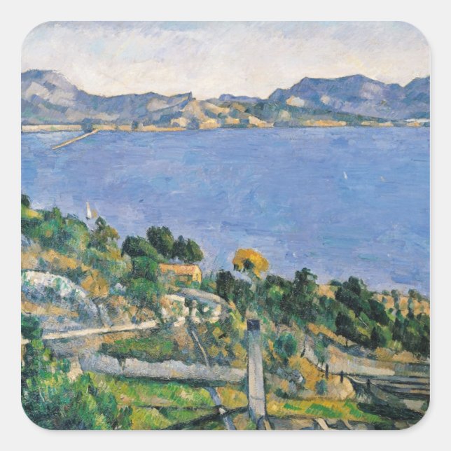 Paul Cezanne | L'Estaque, View of the Bay of Marse Square Sticker (Front)