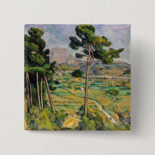 Paul Cezanne - Mont Sainte-Victoire and Viaduct 15 Cm Square Badge (Front)