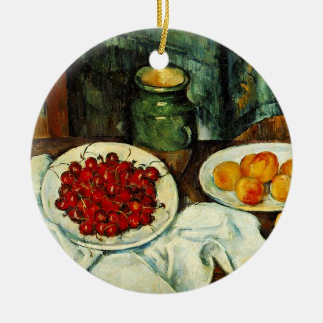 Paul Cezanne painting, Cherries, Ceramic Tree Decoration (Front)