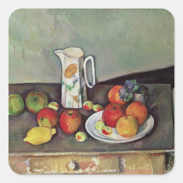 Paul Cezanne | Paul Cezanne | Still life with milk Square Sticker (Front)