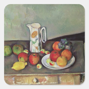 Paul Cezanne   Paul Cezanne   Still life with milk Square Sticker
