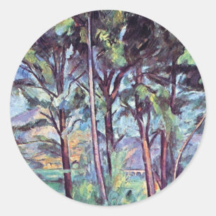 Paul Cezanne - Pines And Aqueduct Fine Art Classic Round Sticker