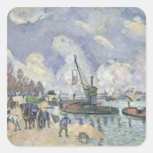 Paul Cezanne Quai de Bercy, Paris, 1873-75 Square Sticker