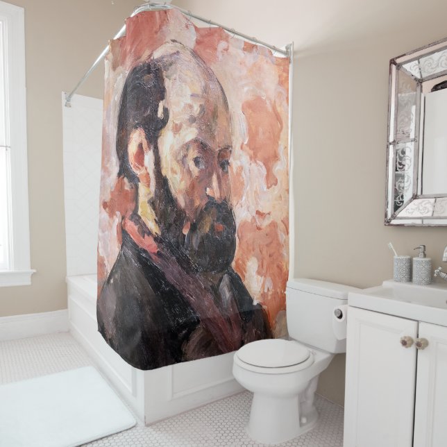 Paul Cezanne - Self-portrait with pink background Shower Curtain (In Situ)