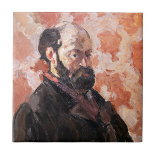 Paul Cezanne - Self-portrait with pink background Tile