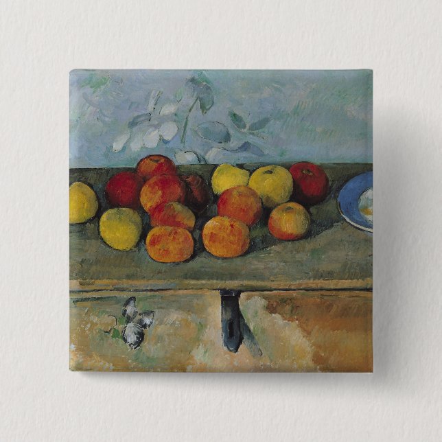 Paul Cezanne | Still life of apples and biscuits,  15 Cm Square Badge (Front)