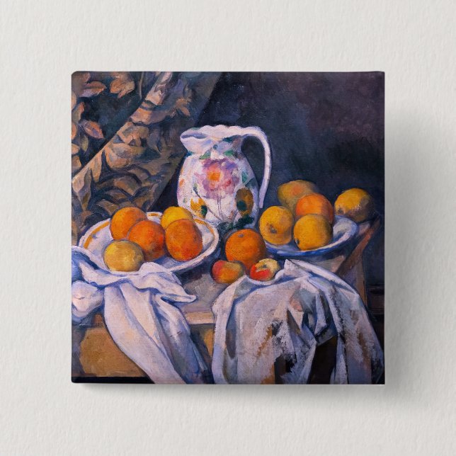 Paul Cezanne - Still Life with a Curtain 15 Cm Square Badge (Front)