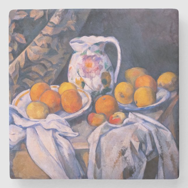 Paul Cezanne - Still Life with a Curtain Stone Coaster (Front)