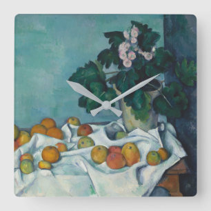 Paul Cezanne Still Life with Apples and a Pot of Square Wall Clock