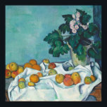 Paul Cézanne Still Life with Apples and Primroses Poster<br><div class="desc">Beautiful art by the famous post impressionist painter Paul Cézanne,  one of my favourite French artists. This artwork features apples on top of a white tablecloth and a pot of primroses,  very pretty flowers.</div>