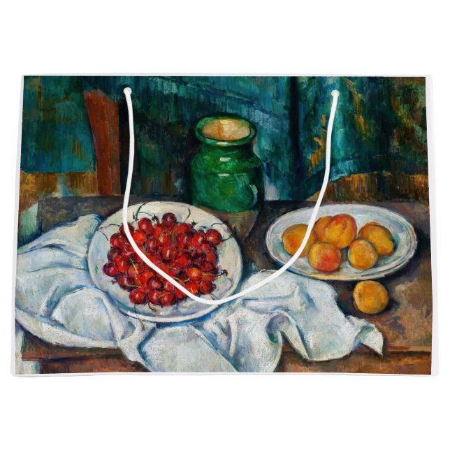Paul Cezanne - Still Life with Cherries and Peachs Large Gift Bag (Front)