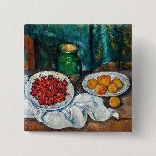 Paul Cezanne - Still Life with Cherries & Peaches 15 Cm Square Badge