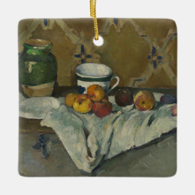 Paul Cezanne | Still Life with Jar, Cup, and Apple Ceramic Tree Decoration (Front)