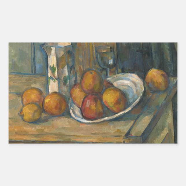 Paul Cezanne - Still Life with Milk Jug and Fruit Rectangular Sticker (Front)