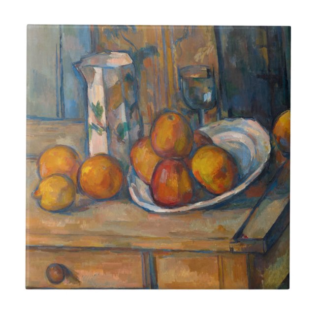 Paul Cezanne - Still Life with Milk Jug and Fruits Tile (Front)