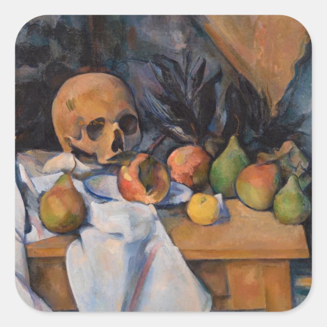 Paul Cezanne - Still Life with Skull Square Sticker (Front)