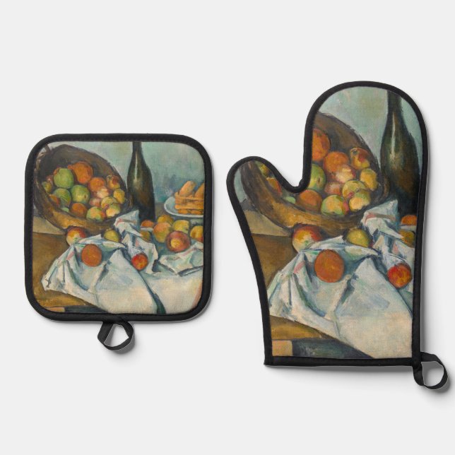 Paul Cezanne - The Basket of Apples Oven Mitt & Pot Holder Set (Front)