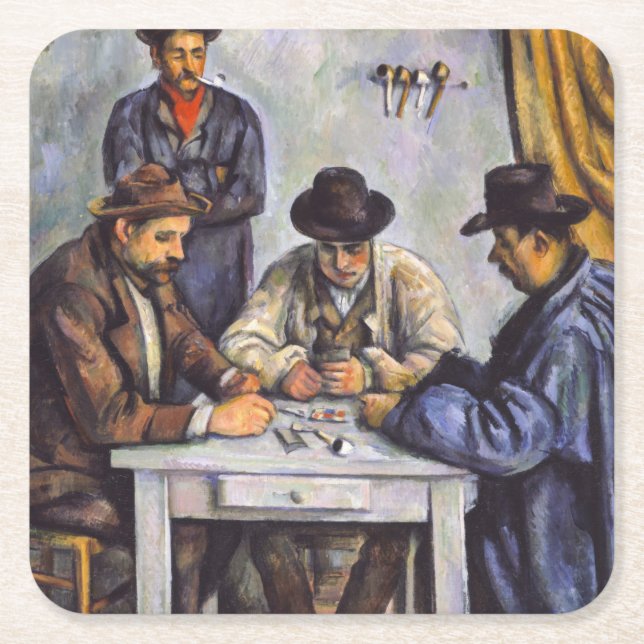 Paul Cezanne - The Card Players Square Paper Coaster (Front)