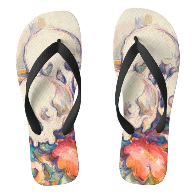 Paul Cezanne - The Three Skull Watercolor Flip Flops (Footbed)
