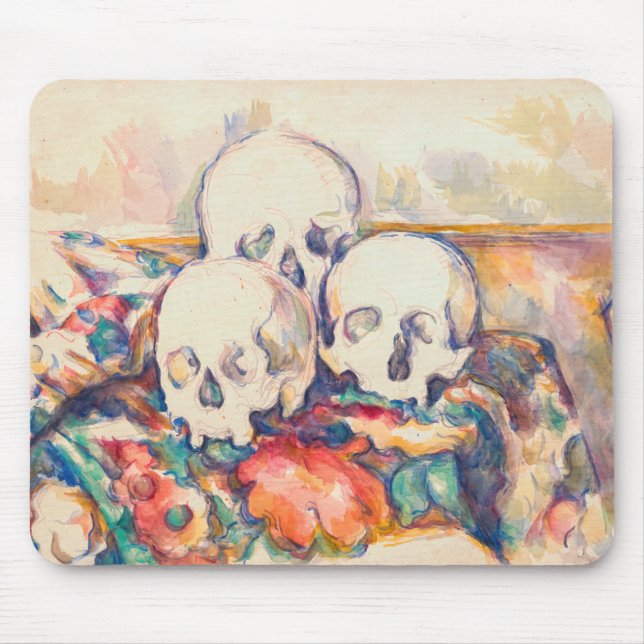 Paul Cezanne - The Three Skull Watercolor Mouse Mat (Front)