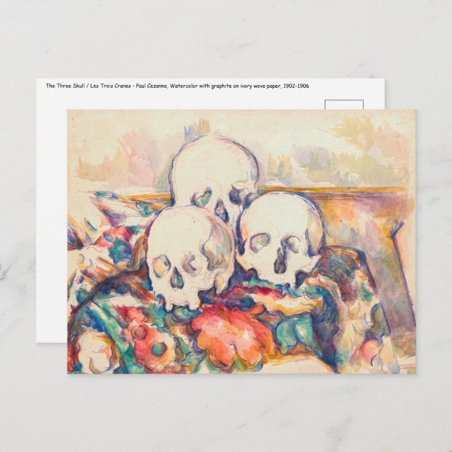 Paul Cezanne - The Three Skull Watercolor Postcard (Front/Back)
