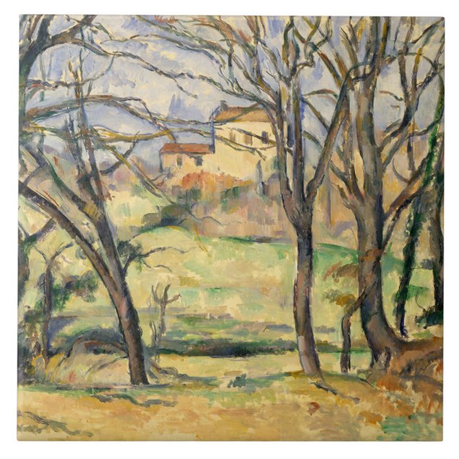 Paul Cezanne - Trees and Houses Tile (Front)