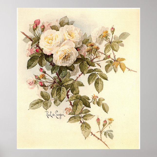 Paul De Longpré’s Guinevere Roses Poster (Front)