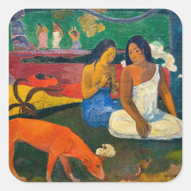 Paul Gauguin - Arearea / The Red Dog Square Sticker (Front)