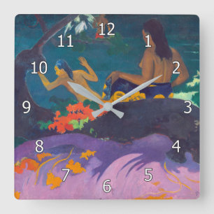Paul Gauguin - By the Sea / Fatata te Miti Square Wall Clock