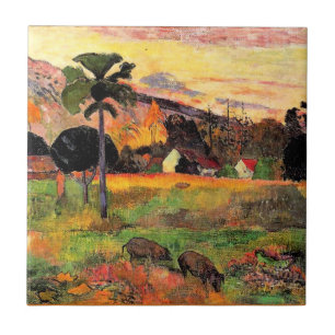 Paul Gauguin famous painting, Come Here, Tile