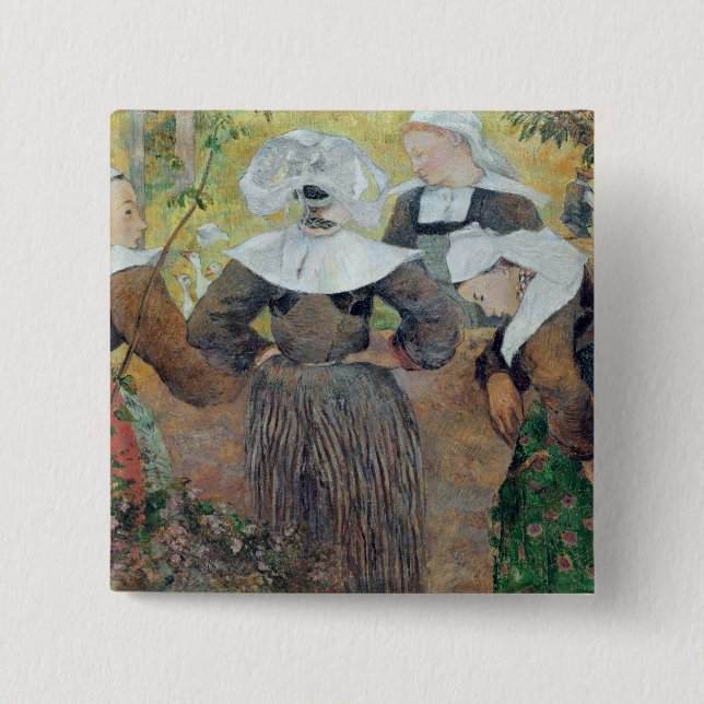 Paul Gauguin | Four Breton Women, 1886 15 Cm Square Badge (Front)