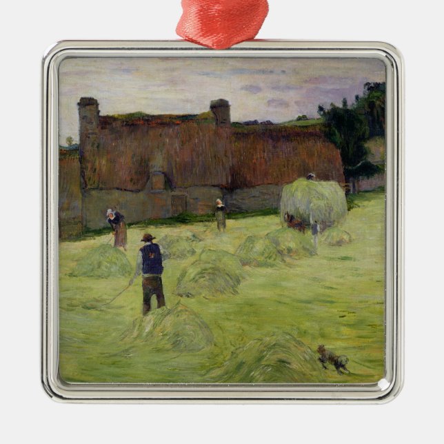 Paul Gauguin | Haymaking in Brittany, 1888 Metal Tree Decoration (Front)